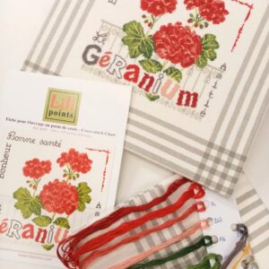 kit '' GERANIUM '', fils RICO § carré de toile